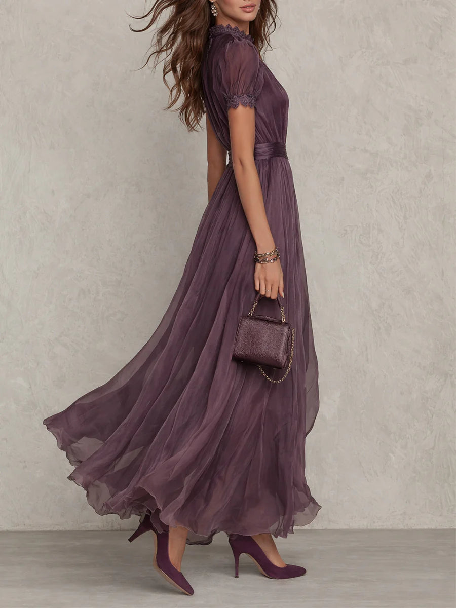 Primrose - Lace Trim Chiffon Maxi Dress