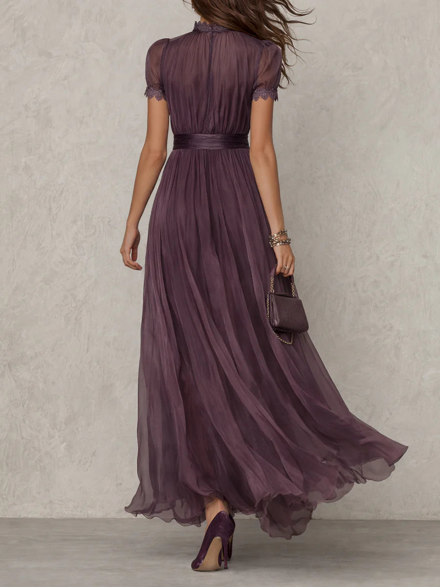 Matilda - Lace Trim Keyhole Maxi Dress