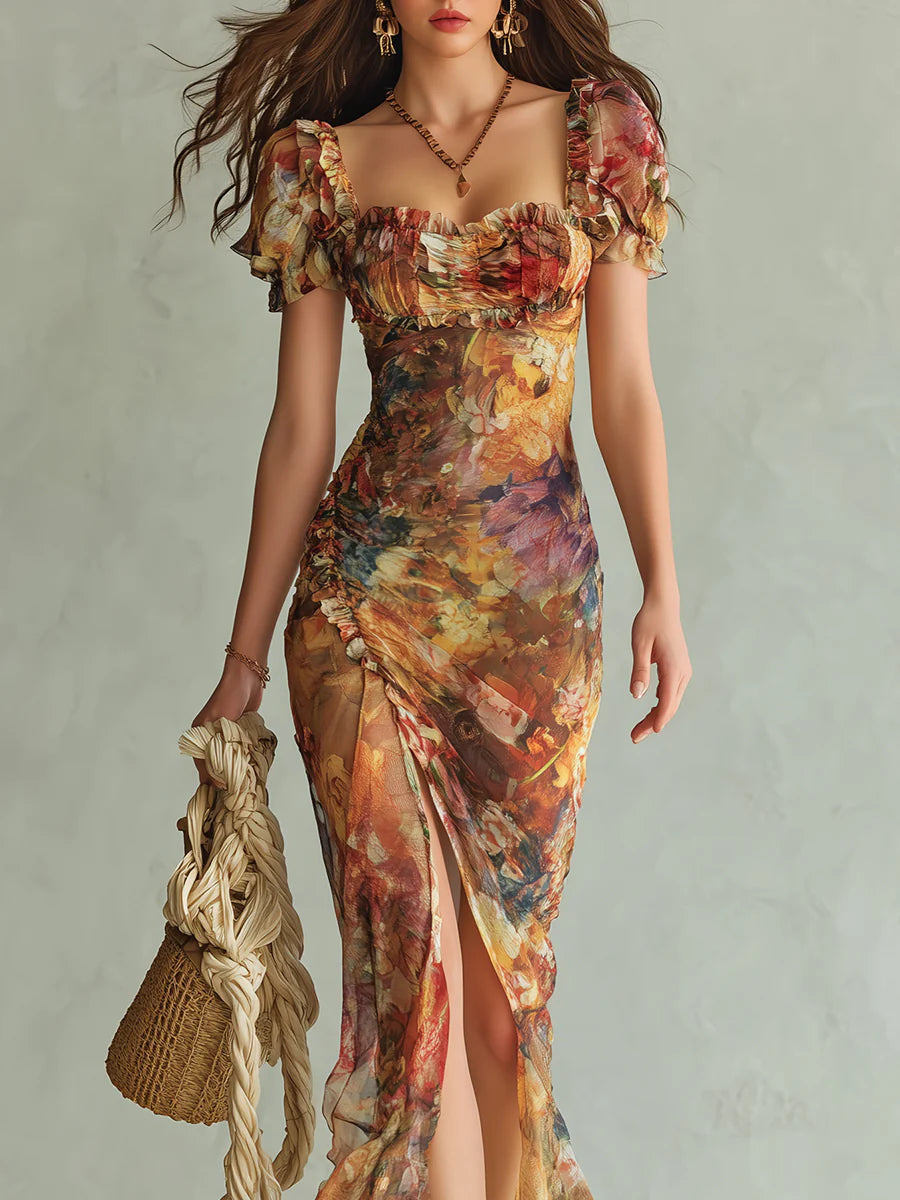 Serena - Painterly Print Maxi Dress