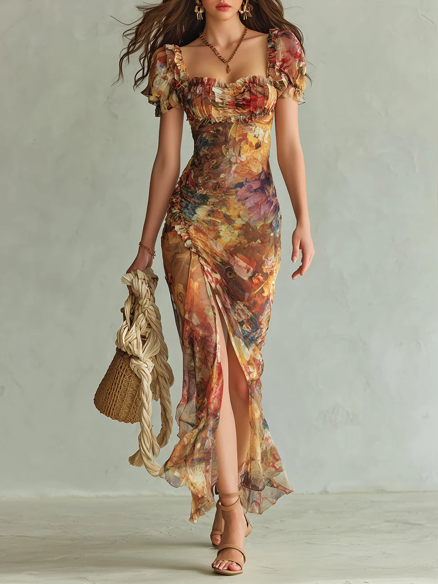 Serena - Painterly Print Maxi Dress