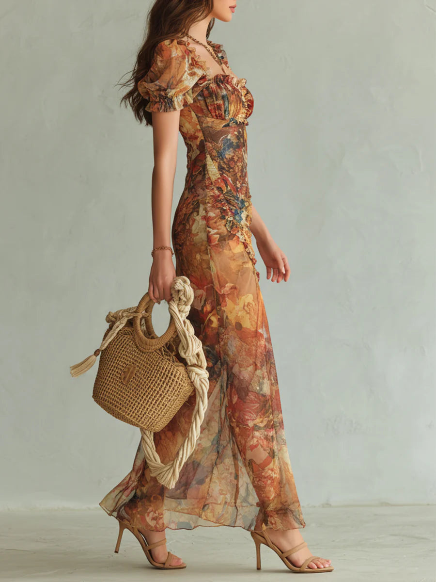 Serena - Painterly Print Maxi Dress