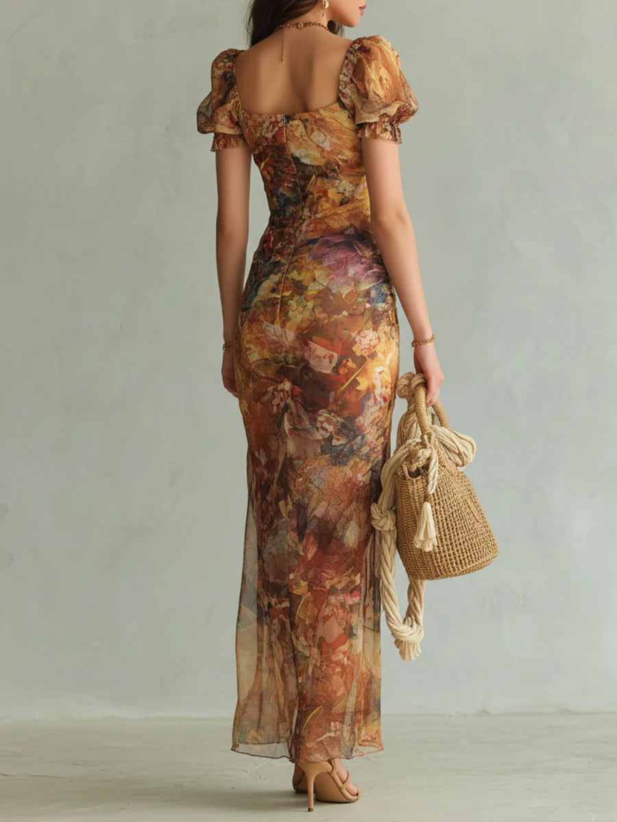 Serena - Painterly Print Maxi Dress