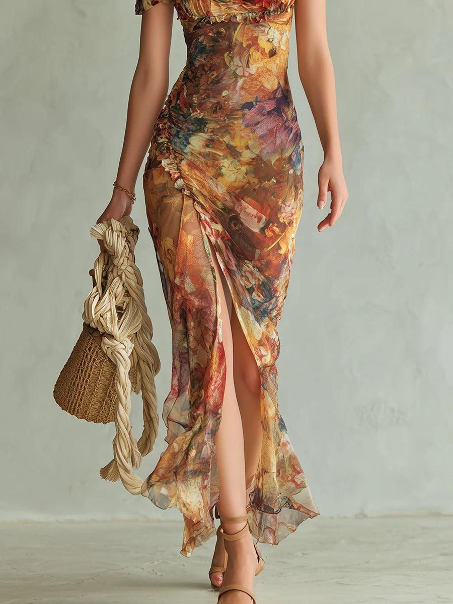 Serena - Painterly Print Maxi Dress