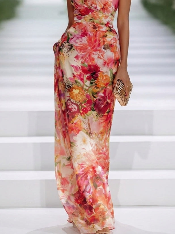 Margot - Floral Halter Neck Maxi Dress