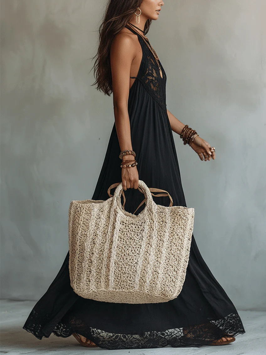 Bryony - Lace-Trimmed Halter Maxi Dress