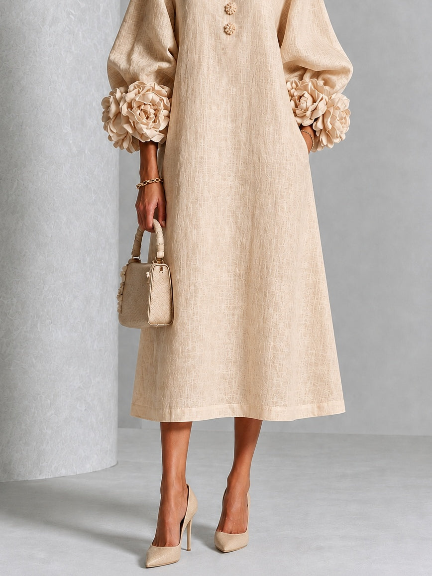 Ophelia - Floral Cuff Midi Dress