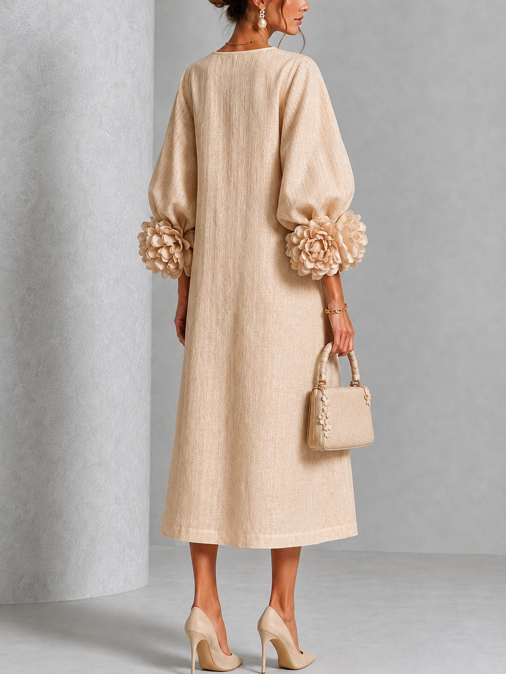 Ophelia - Floral Cuff Midi Dress