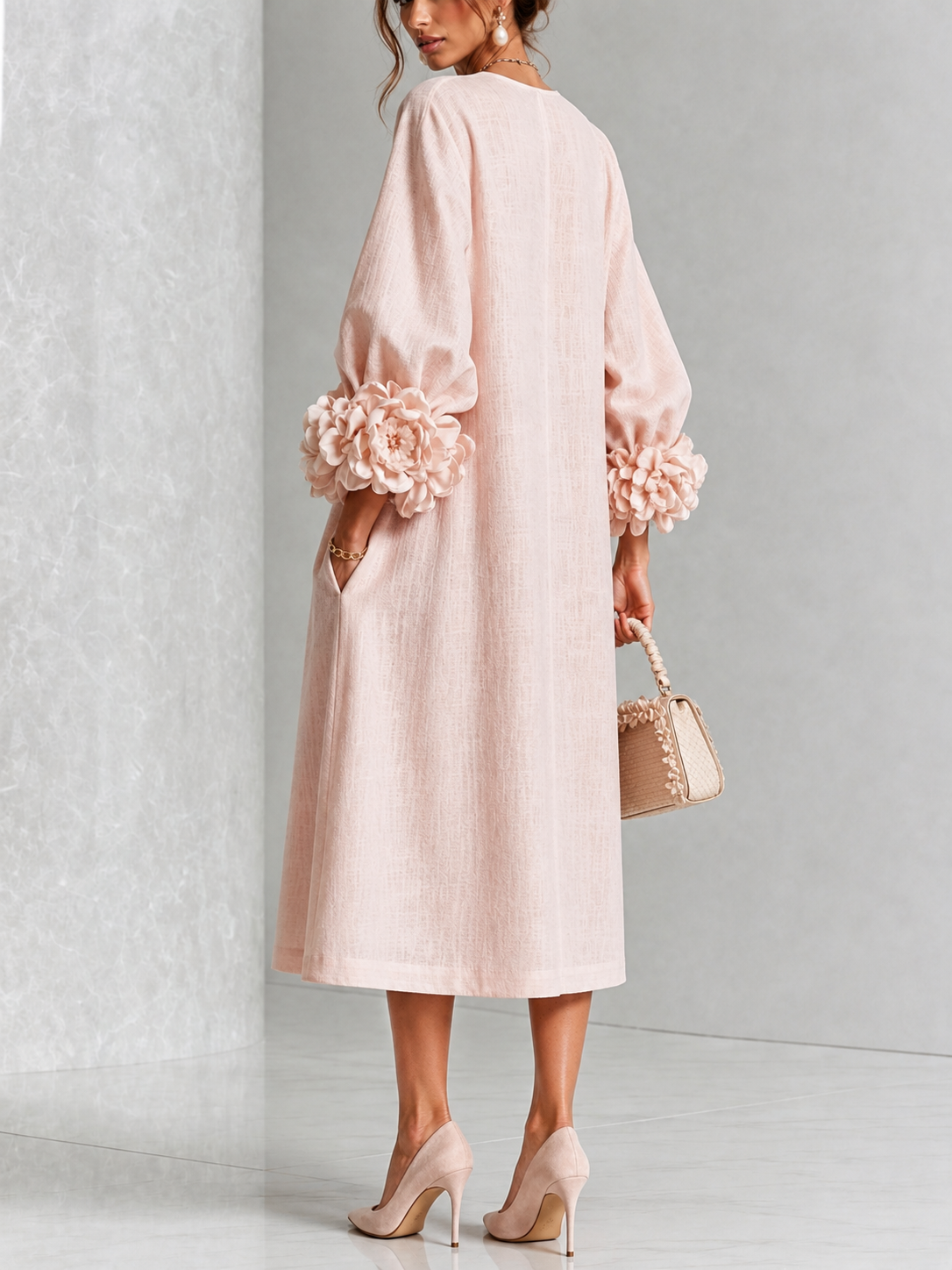 Arabella - Floral Cuff Midi Dress