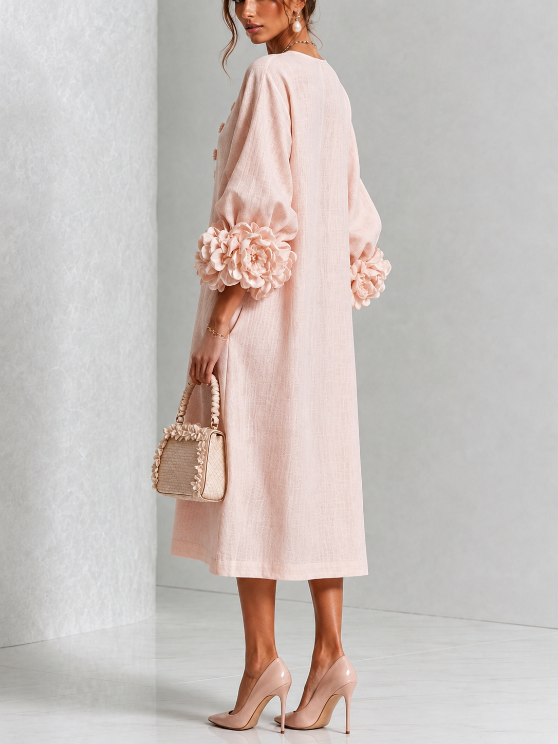 Arabella - Floral Cuff Midi Dress