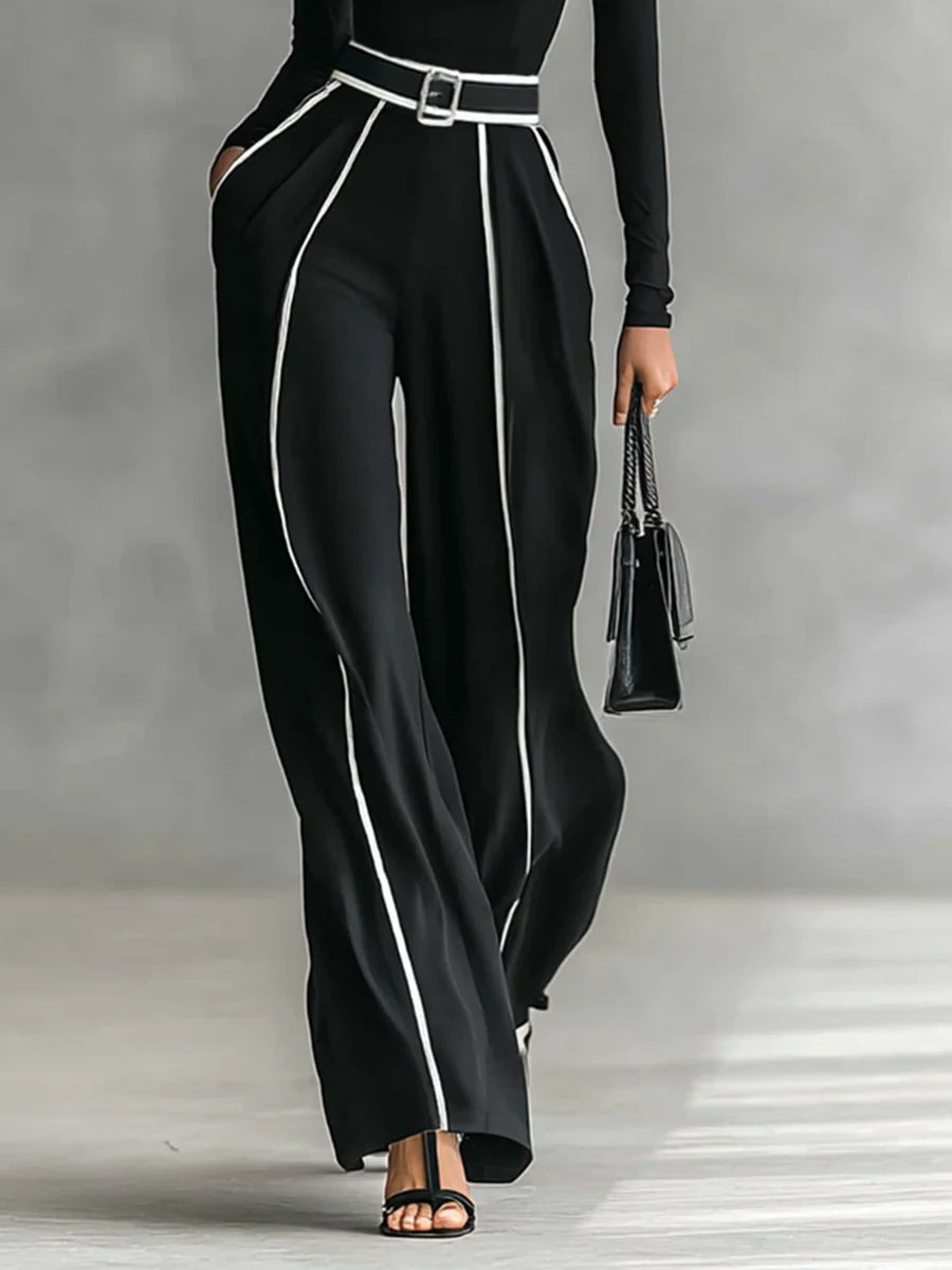 Eloise - Contrast Trim Two-Piece Trouser Set