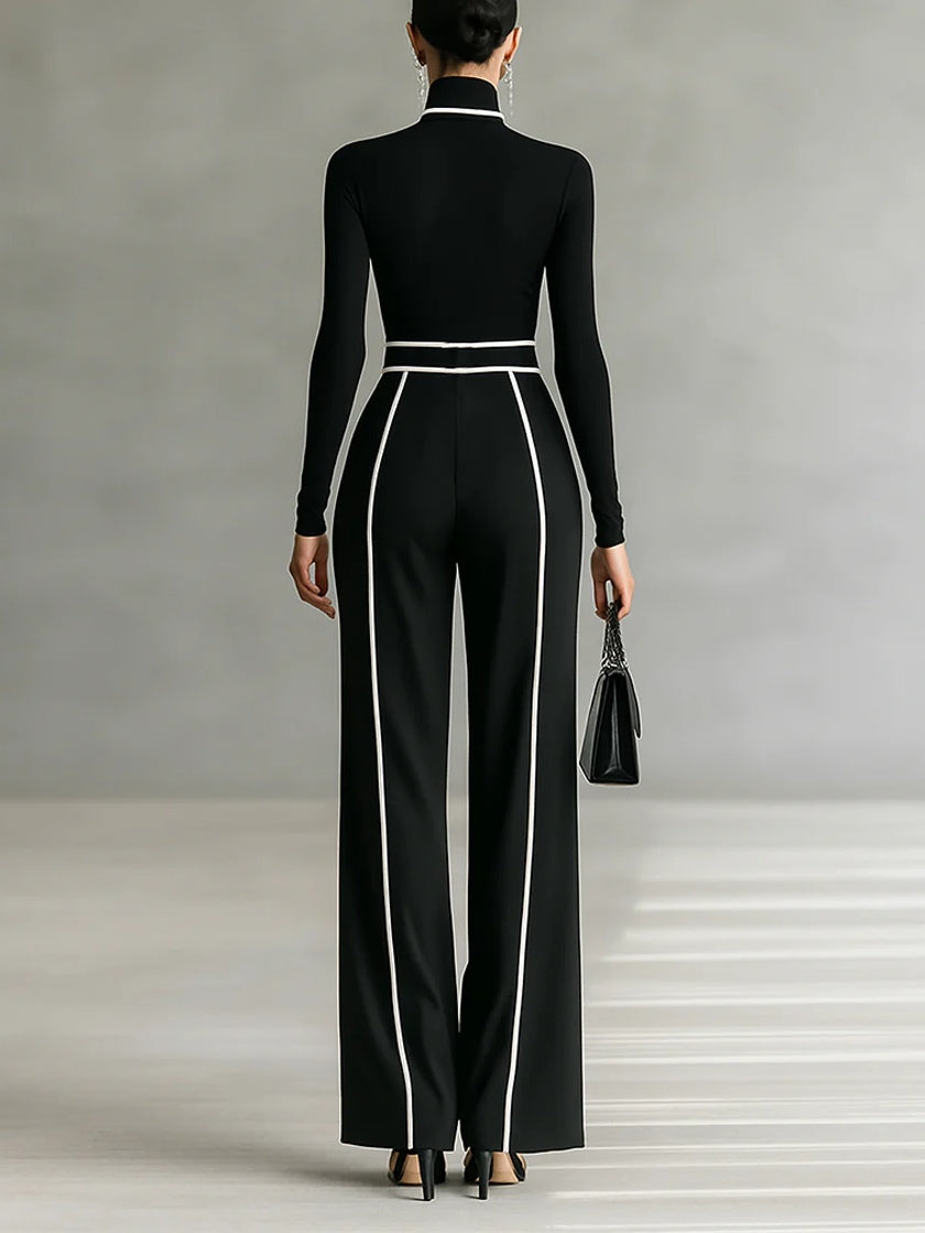 Eloise - Contrast Trim Two-Piece Trouser Set