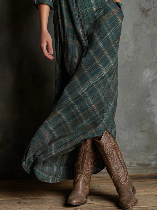 Romilly - Checked Shirt Maxi Dress