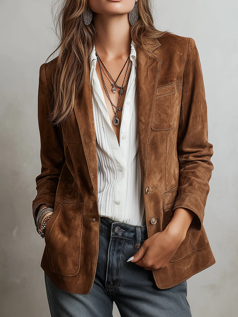 Amelia | Vintage Suede-Look Blazer