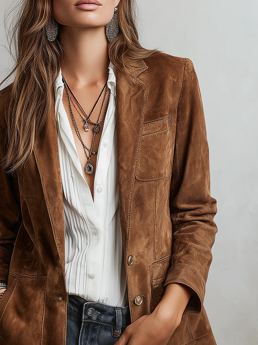 Iona - Faux Suede Tailored Blazer