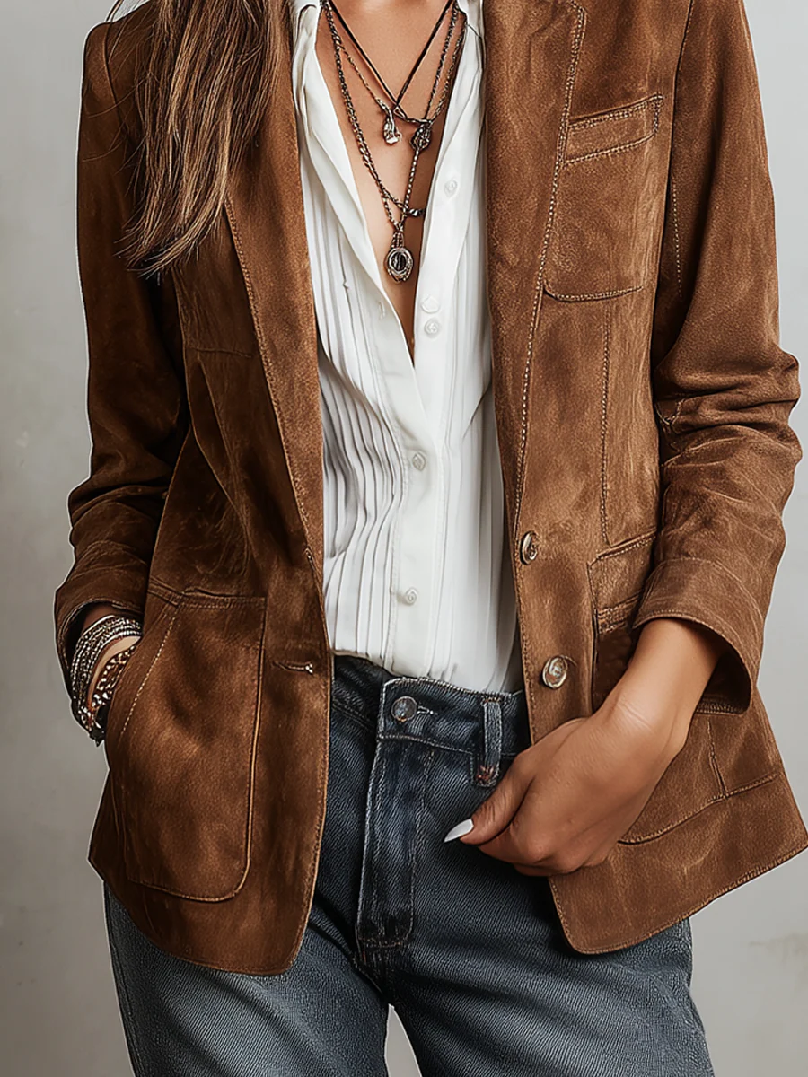 Iona - Faux Suede Tailored Blazer