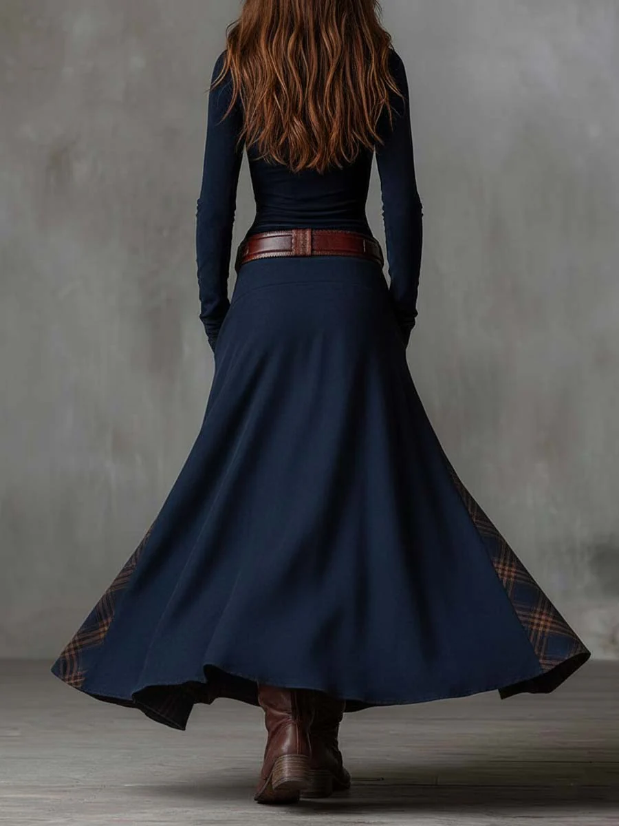 Margot - Faux Suede Patchwork Maxi Dress