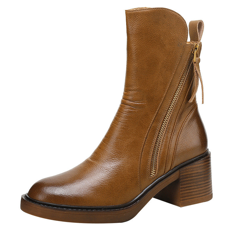 Hedda | Comfortable Block-Heel Ankle Boots with Side Zip