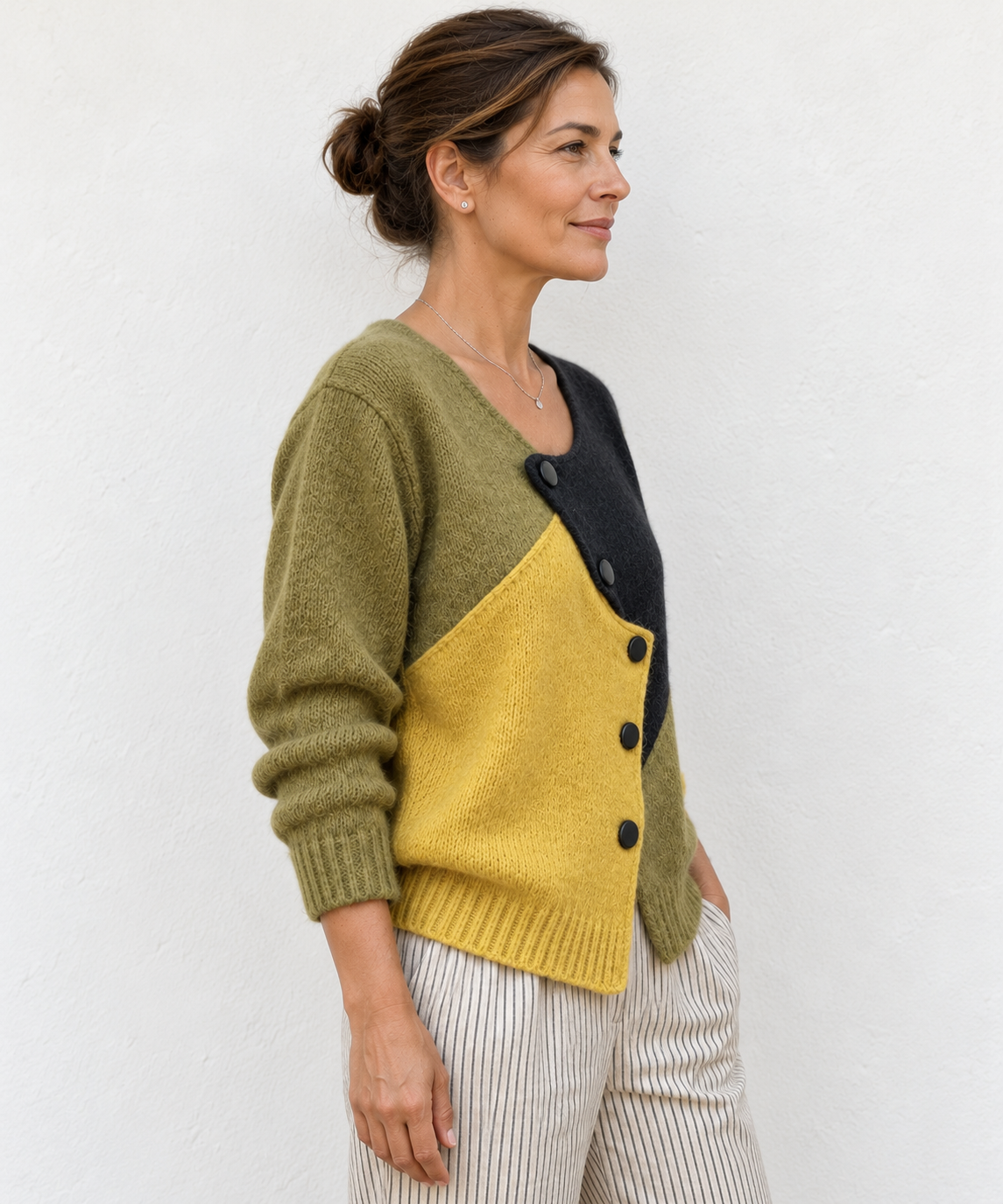 Elena | Asymmetric Colour-Block Knitted Jumper
