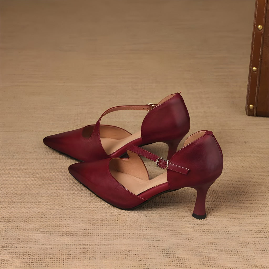 Annabel - Pointed Toe Crossover Strap Heels
