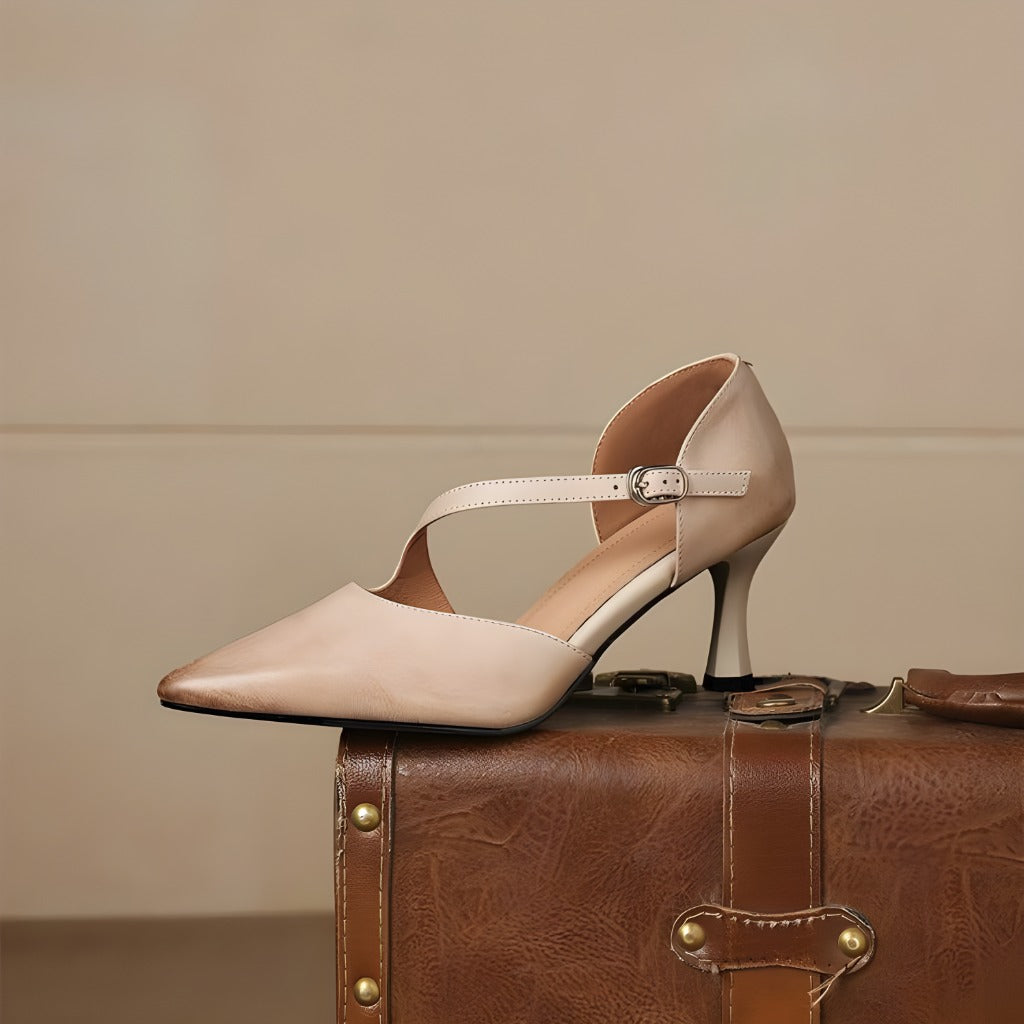 Annabel - Pointed Toe Crossover Strap Heels