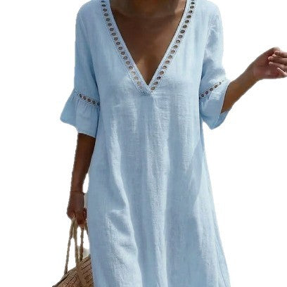 Elsie - Breezy Eyelet Trim Maxi Dress