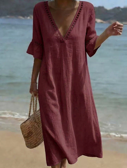 Elsie - Breezy Eyelet Trim Maxi Dress