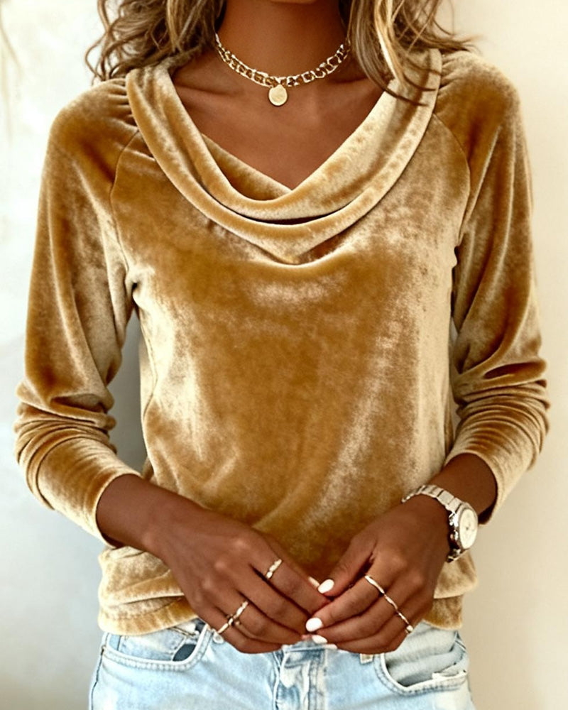 Evelyn | Elegant Velvet Cowl-Neck Top