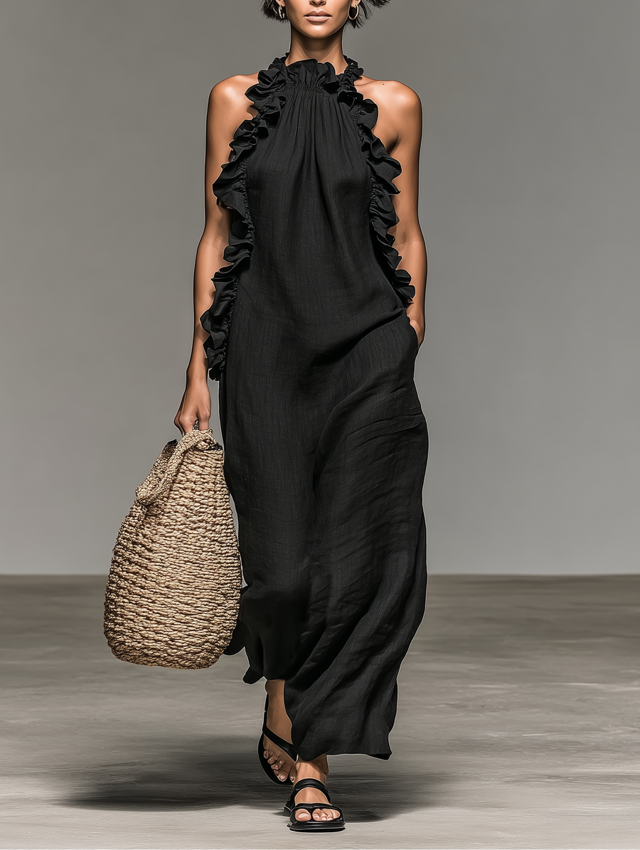 Cecilia - Ruffle Halterneck Maxi Dress