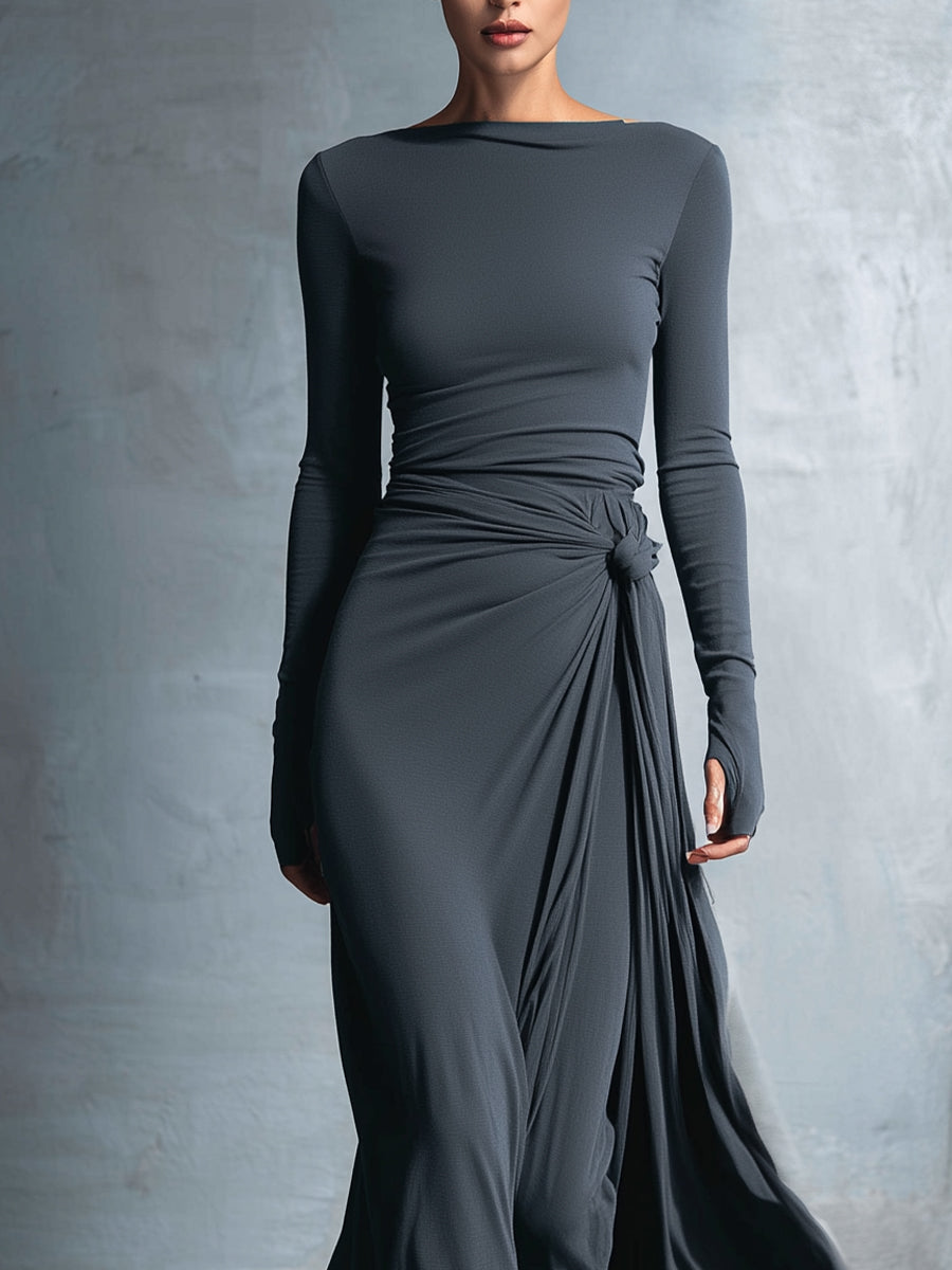 Vivienne - Draped Side-Tie Maxi Dress