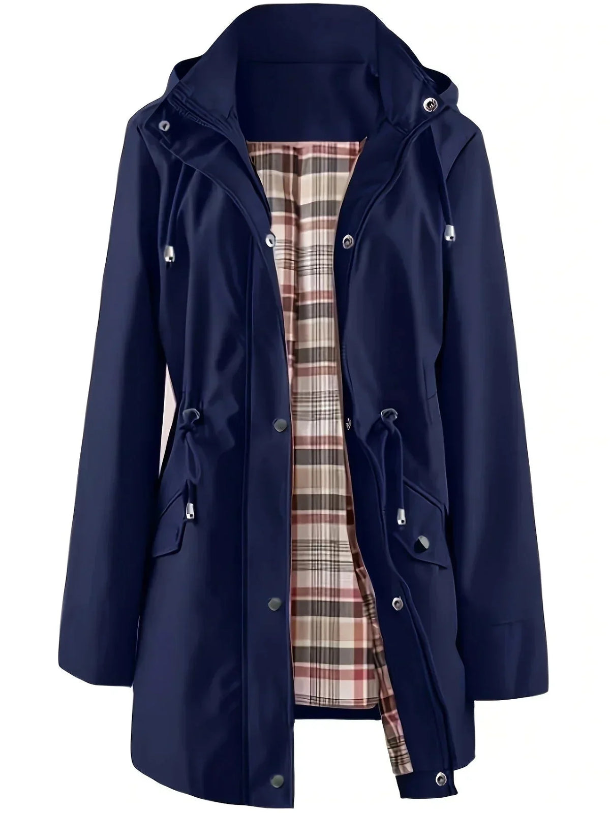 Orla - Hooded Check-Lined Rain Jacket