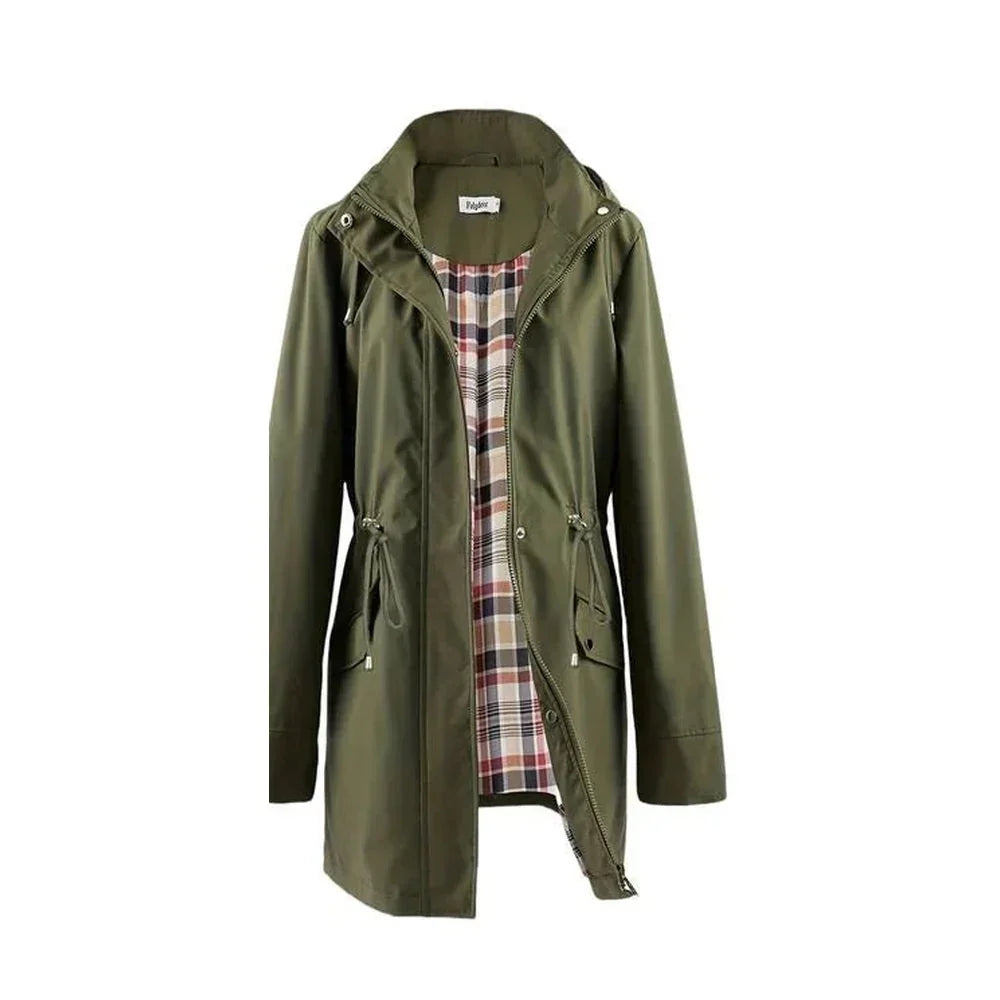 Hazel - Hooded Check-Lined Rain Jacket