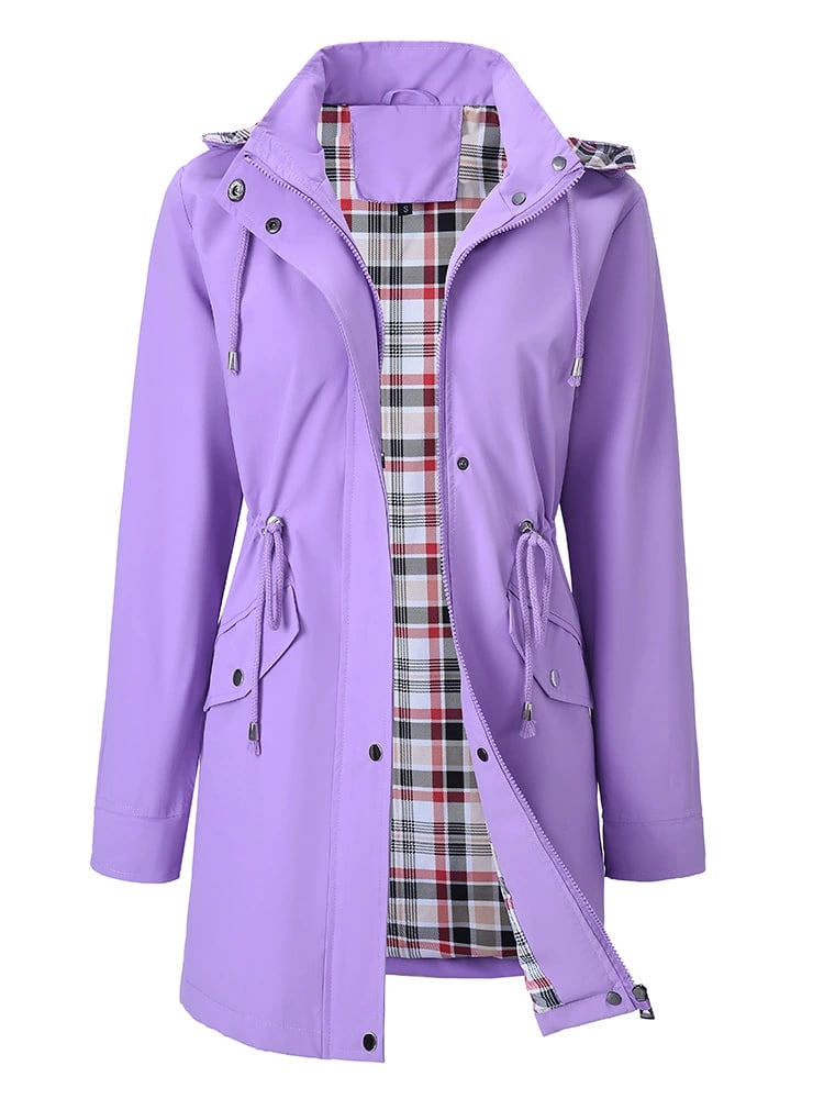 Orla - Hooded Check-Lined Rain Jacket