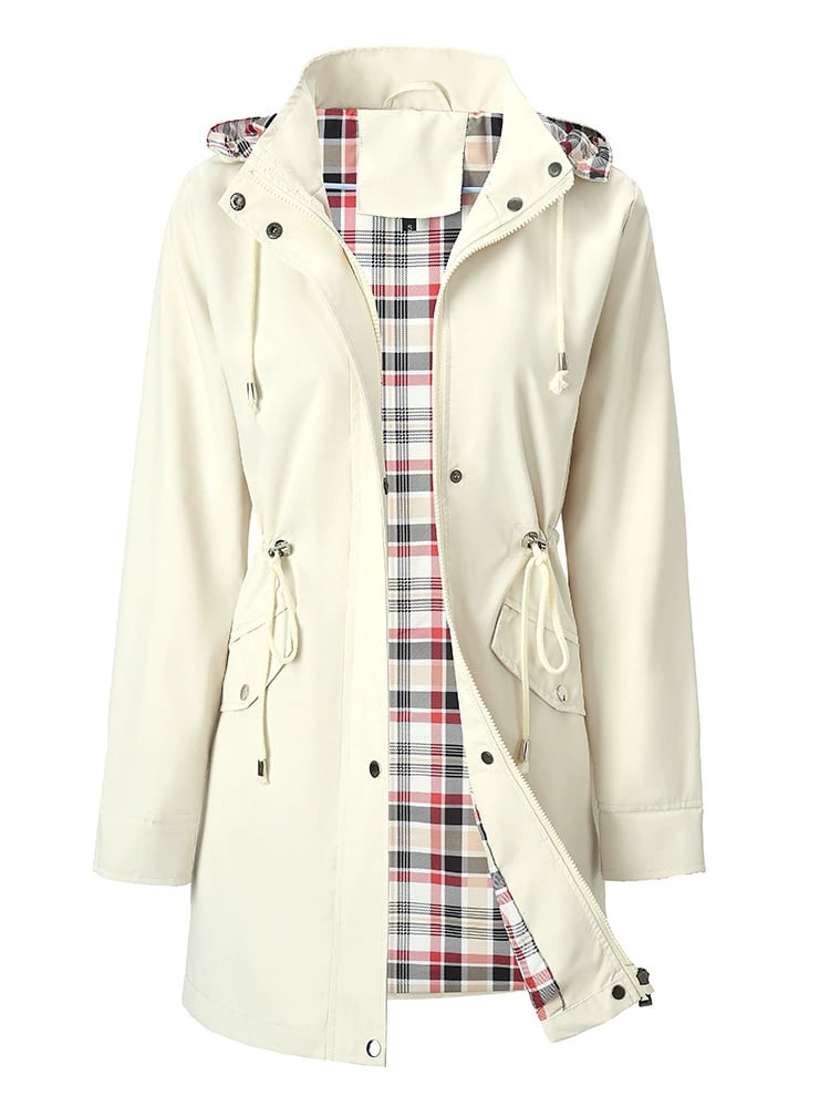 Orla - Hooded Check-Lined Rain Jacket