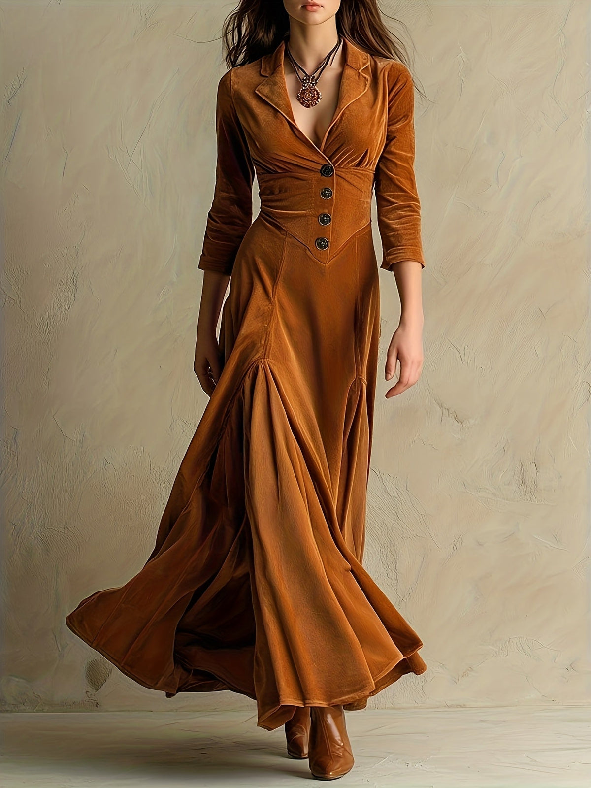 Beatrice - Collared Button-Front Maxi Dress