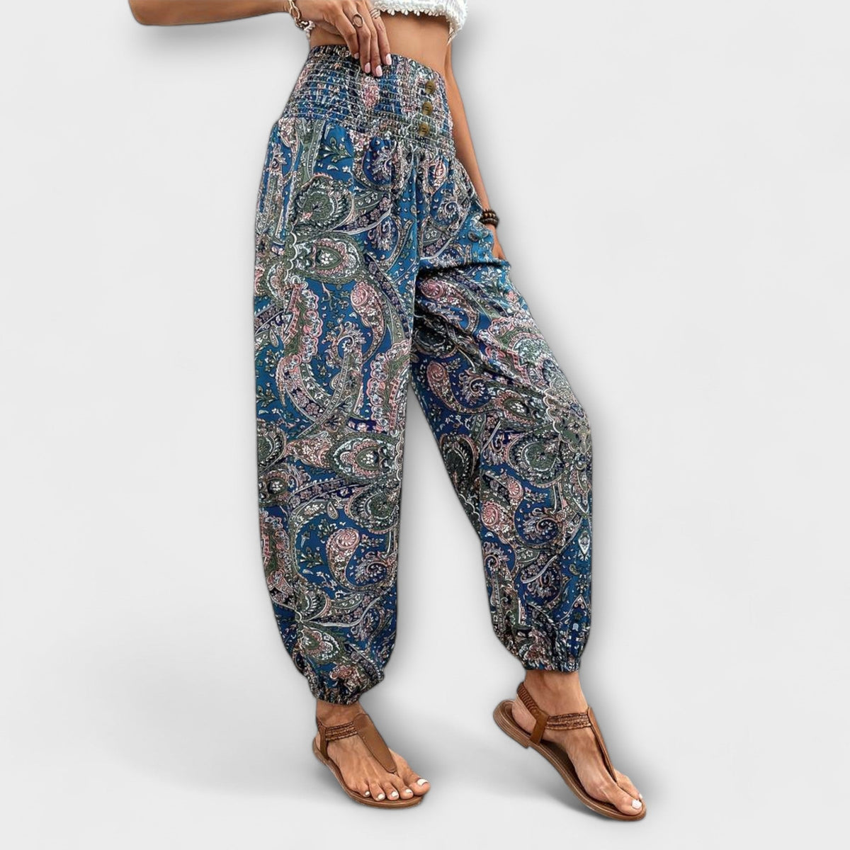 Scarlett - Pants with Ethnic Graphic Print