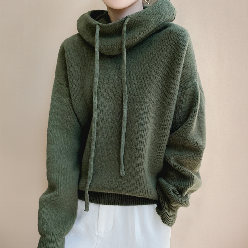 Amina - Luxe Merino Wool Hoodie Elegance