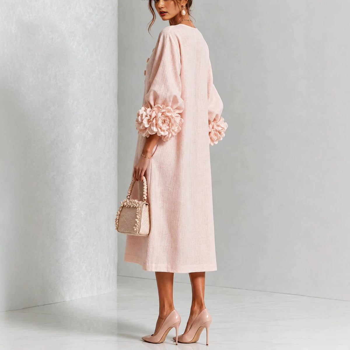 Arabella - Rose-Cuff Midi Dress