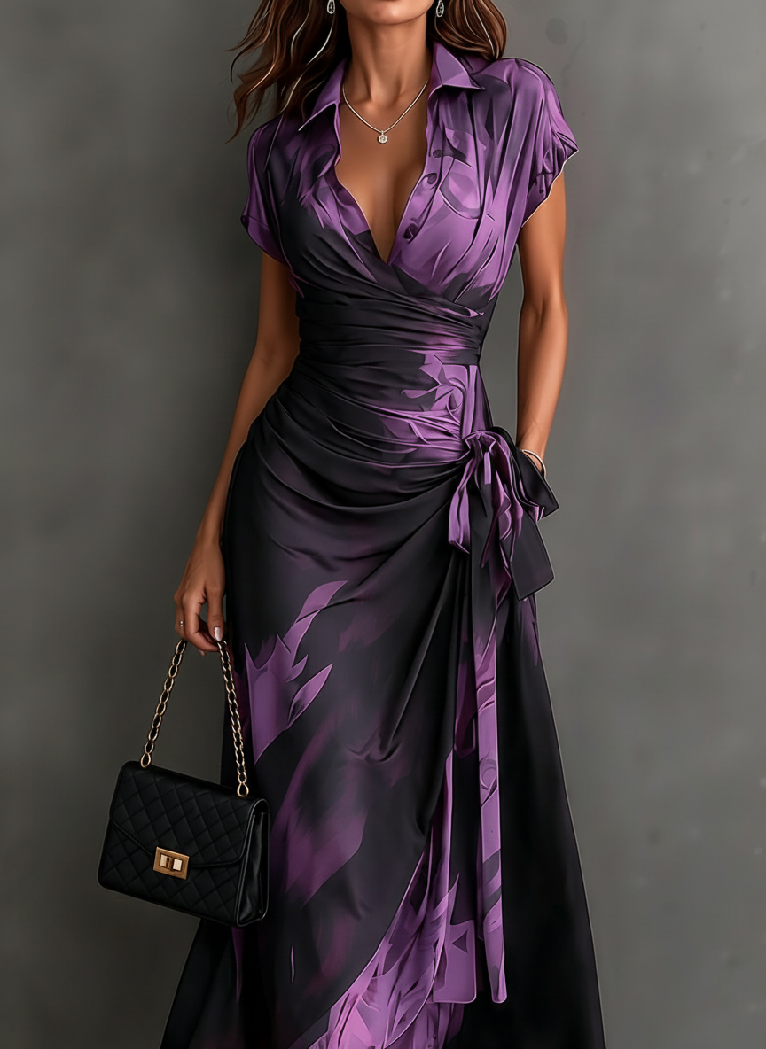 Eloise - Abstract Print Wrap Midi Dress