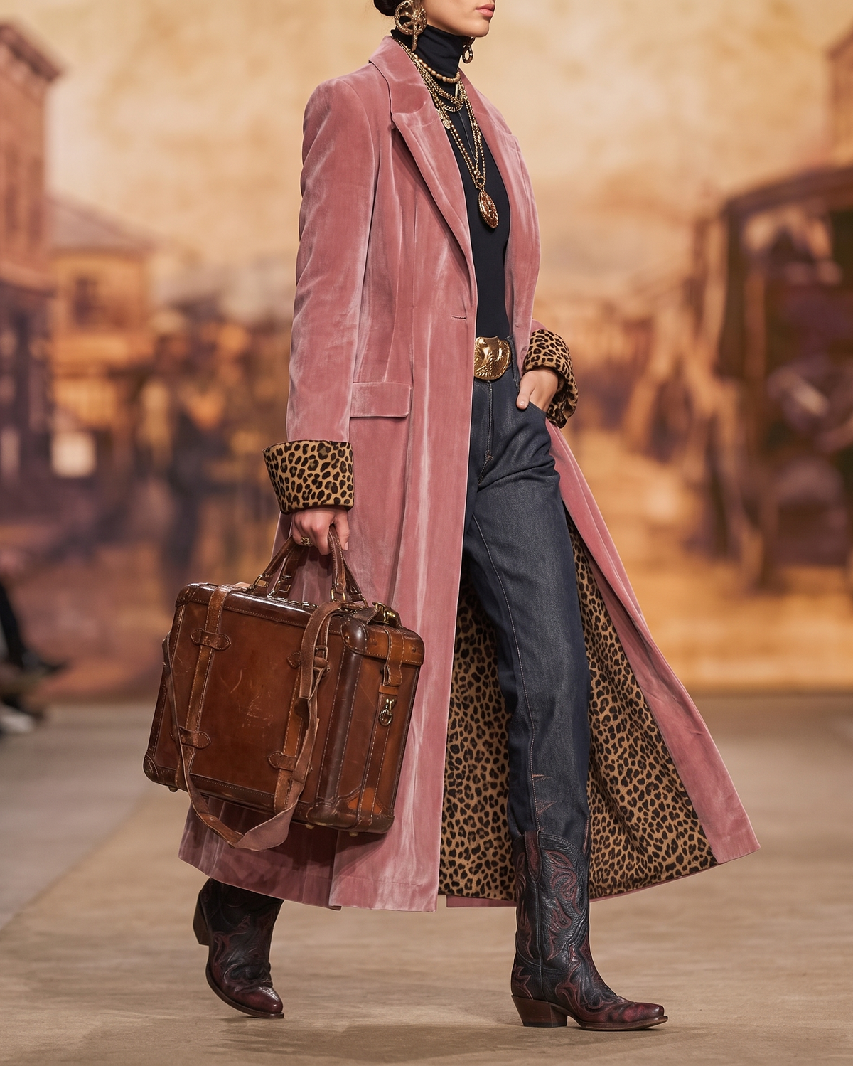 Arabella - Longline Tailored Velvet-Effect Coat