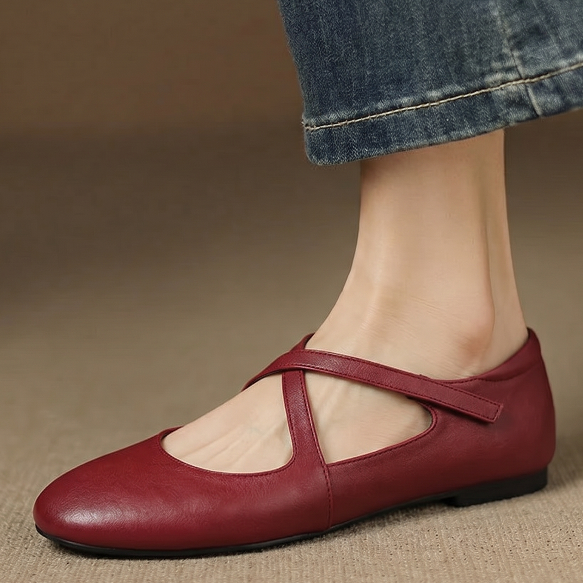 Elsie - Crossover Strap Flat Shoes