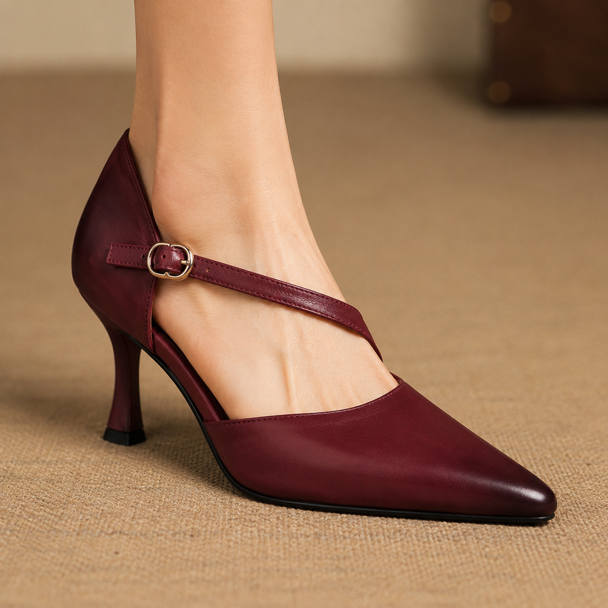 Annabel - Pointed Toe Crossover Strap Heels