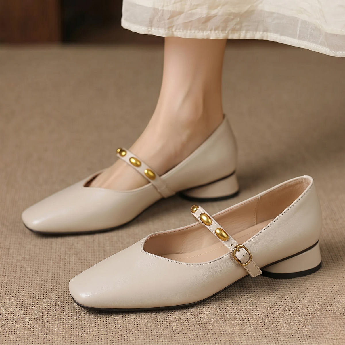 Orla - Studded Strap Mary Jane Shoes
