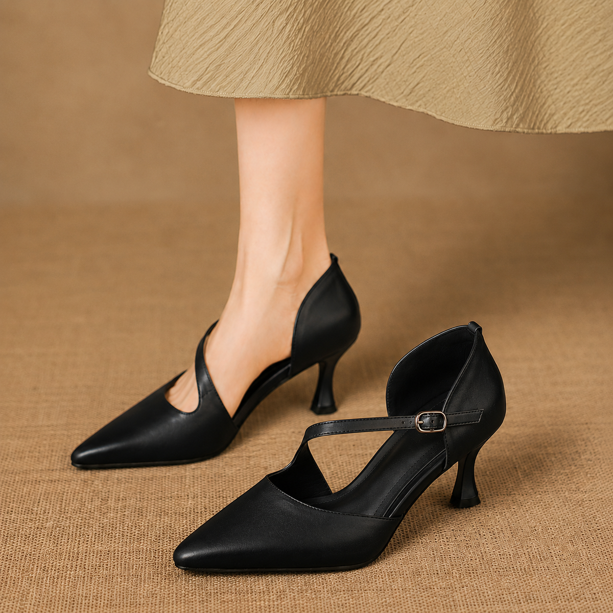 Annabel - Pointed Toe Crossover Strap Heels