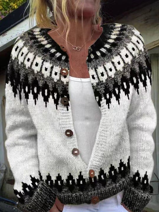 Eleanor - Patterned Knit Button Cardigan