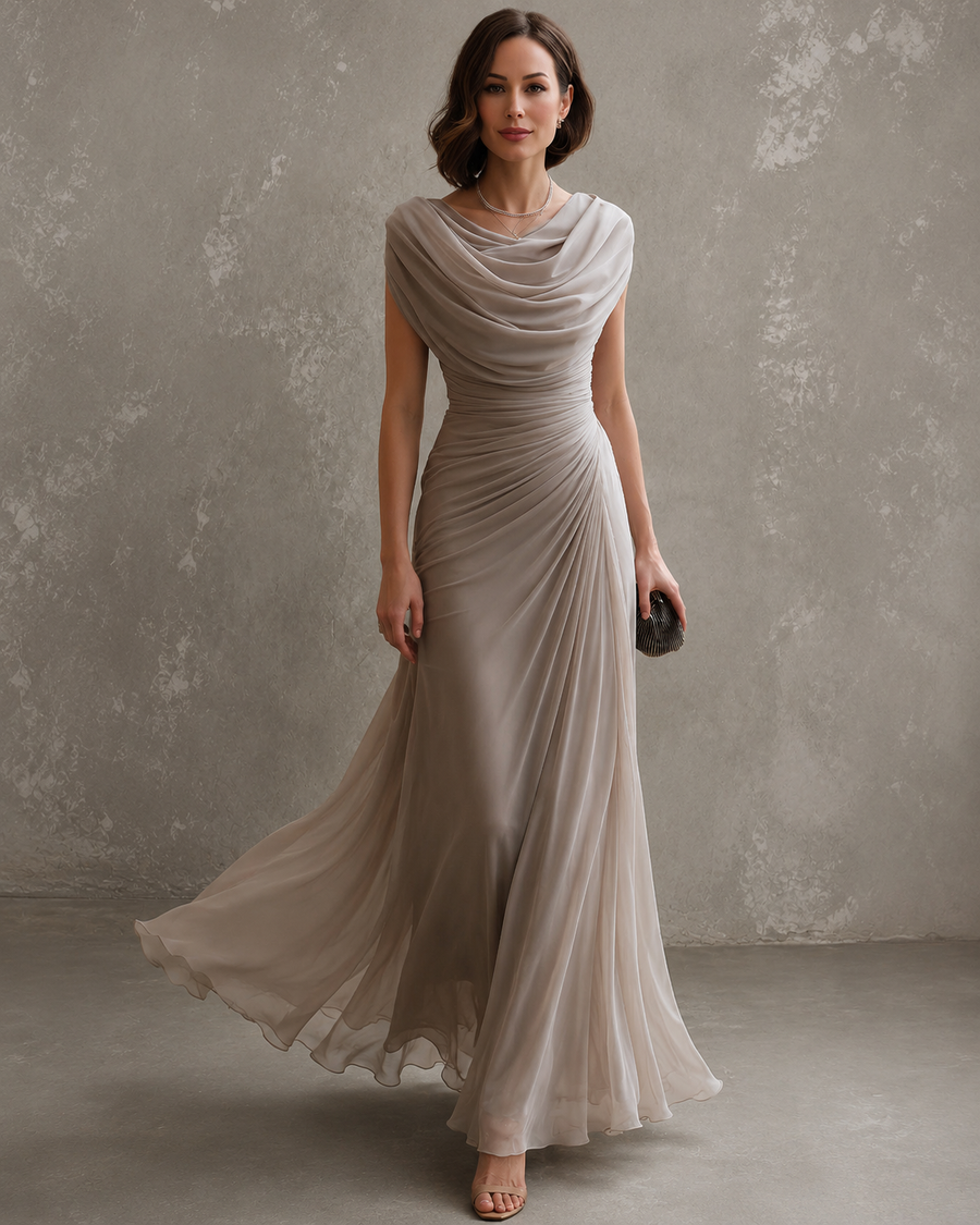 Margot - Draped Cowl Neck Maxi Dress