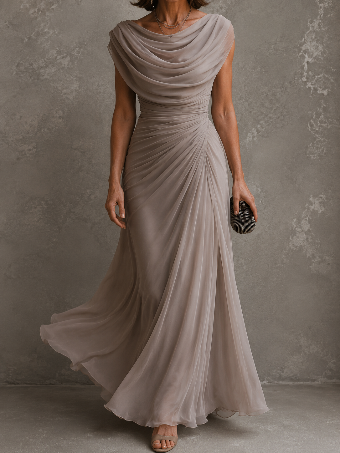 Margot - Draped Cowl Neck Maxi Dress
