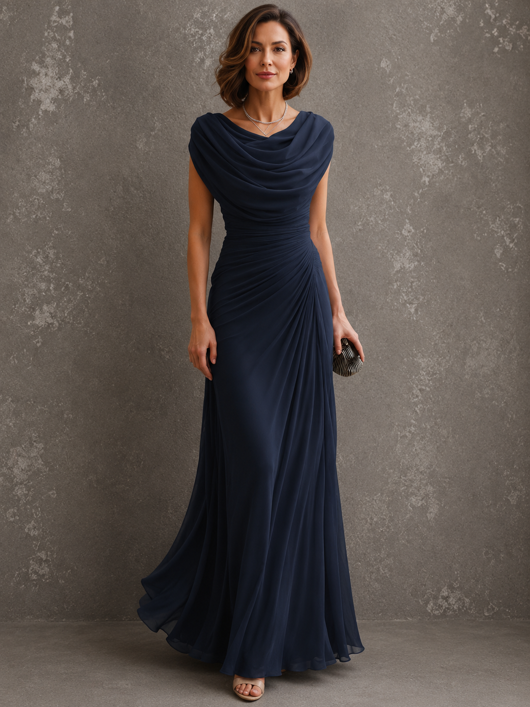 Margot - Draped Cowl Neck Maxi Dress