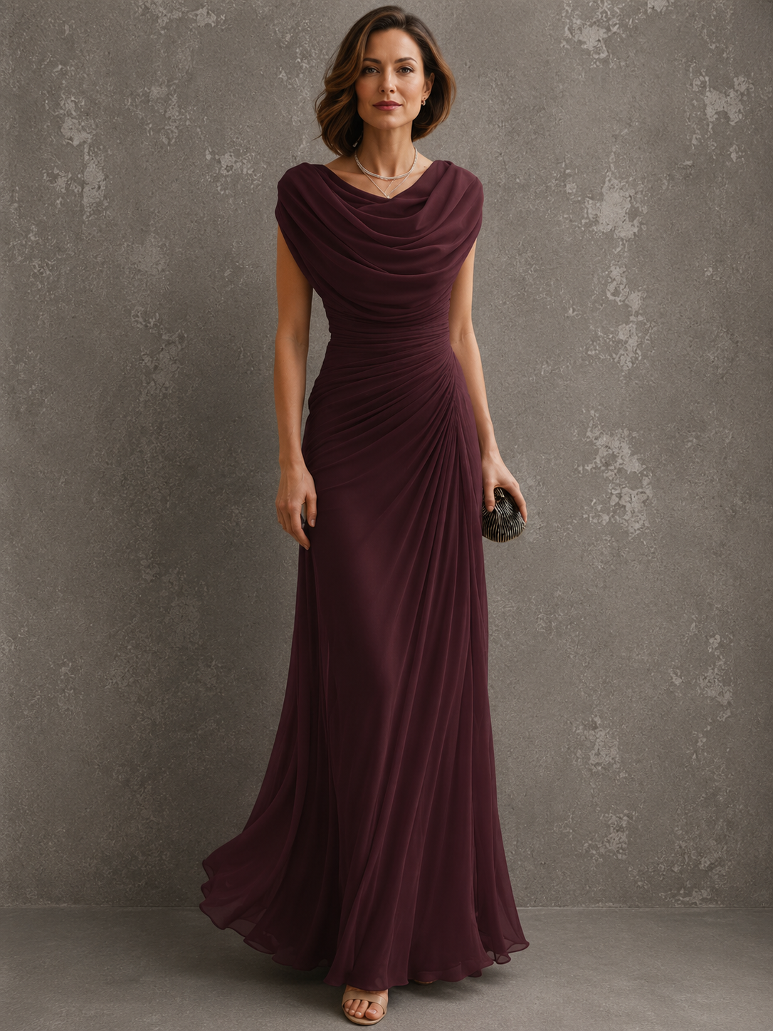 Margot - Draped Cowl Neck Maxi Dress