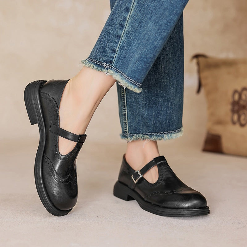 Harriet - Brogue T-Bar Mary Jane Shoes