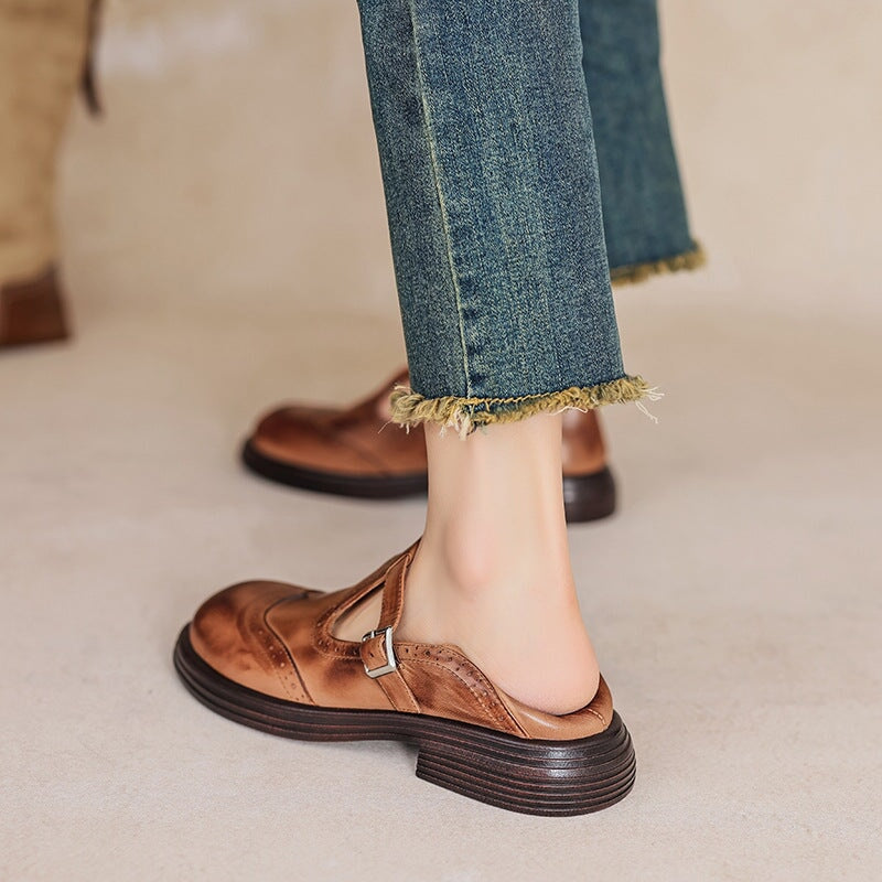 Harriet - Brogue T-Bar Mary Jane Shoes